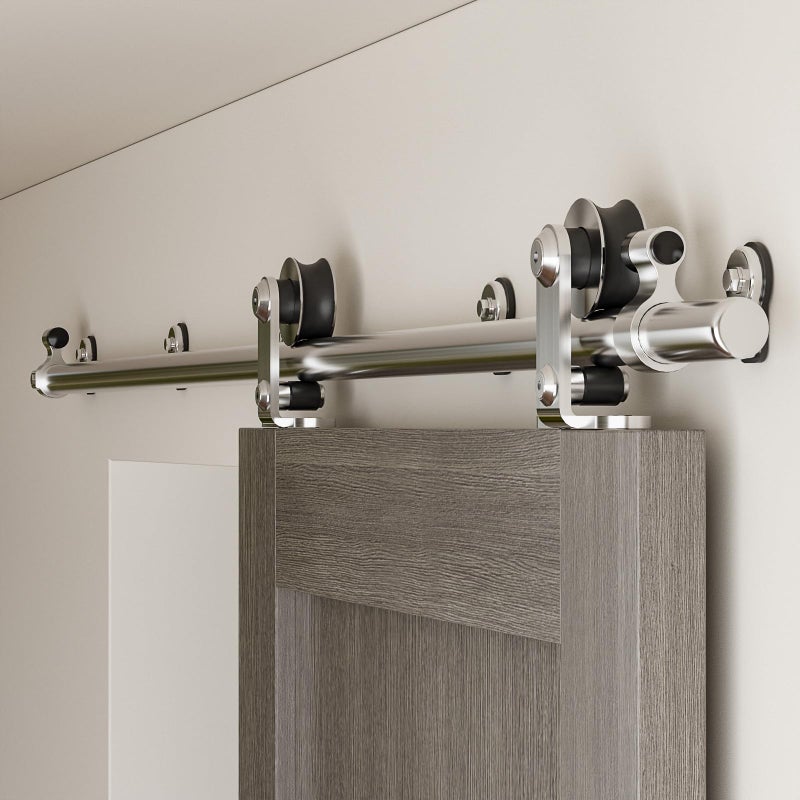 CCJH 5.5FT/66'' Stainless Steel Sliding Track Barn Door Hardware Kit for Single Door Heavy Duty - Image 2